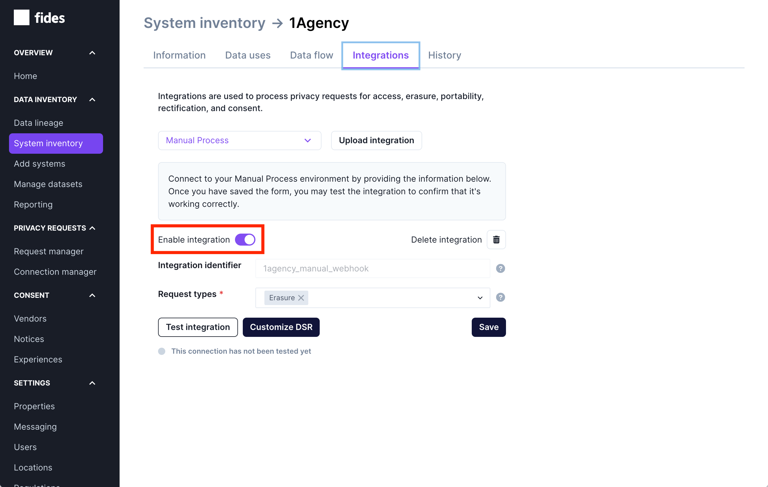 Enable or Disable an Integration