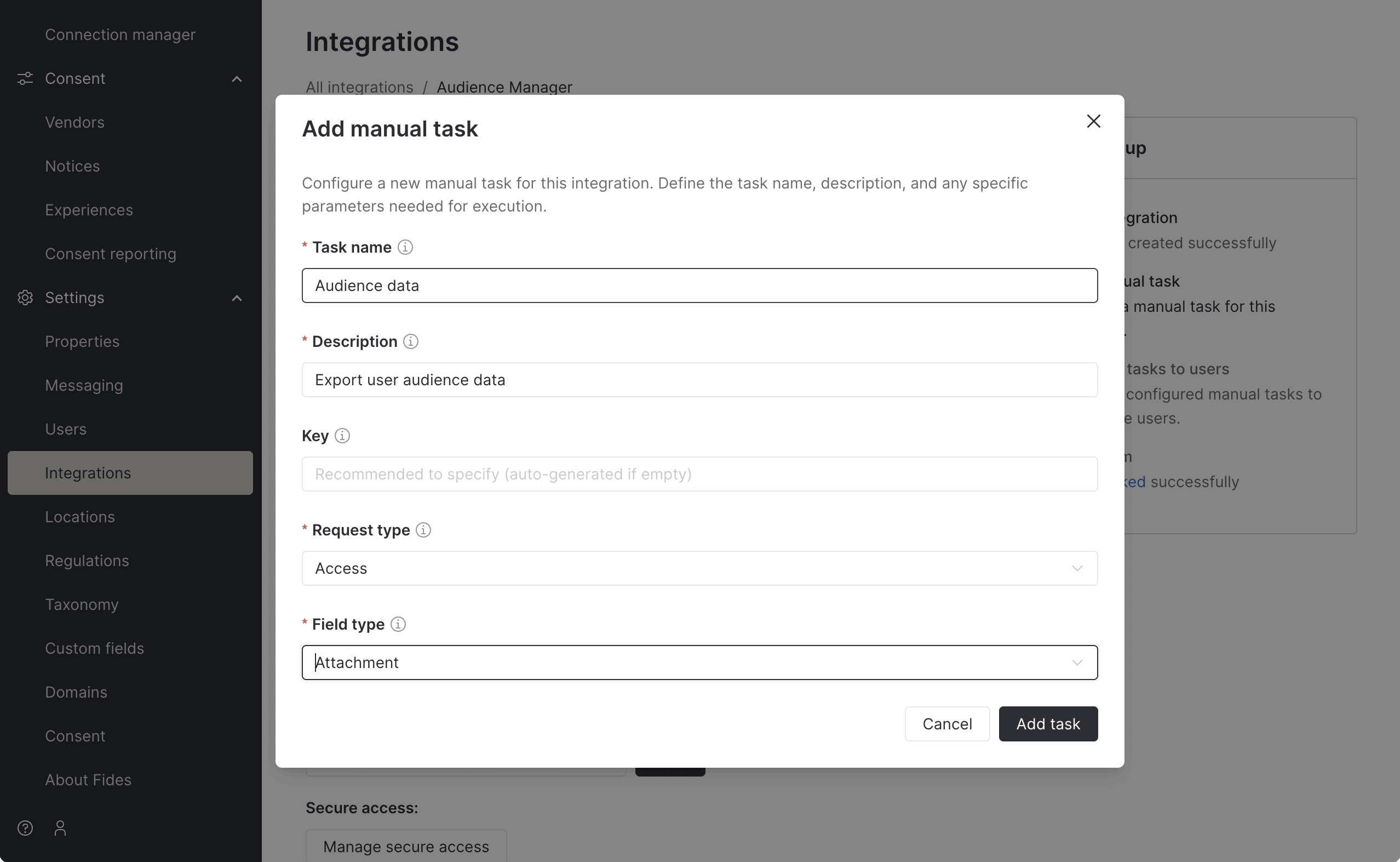 Filled out task form