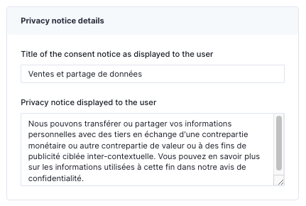 Privacy Notice Details in FrenchCON