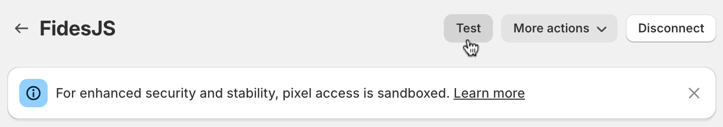 Shopify custom FidesJS pixel test click