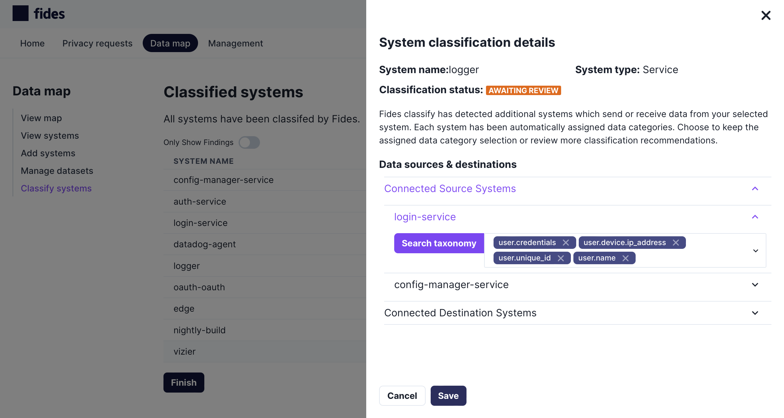 Machine learning sensitive data flow classification awaiting review