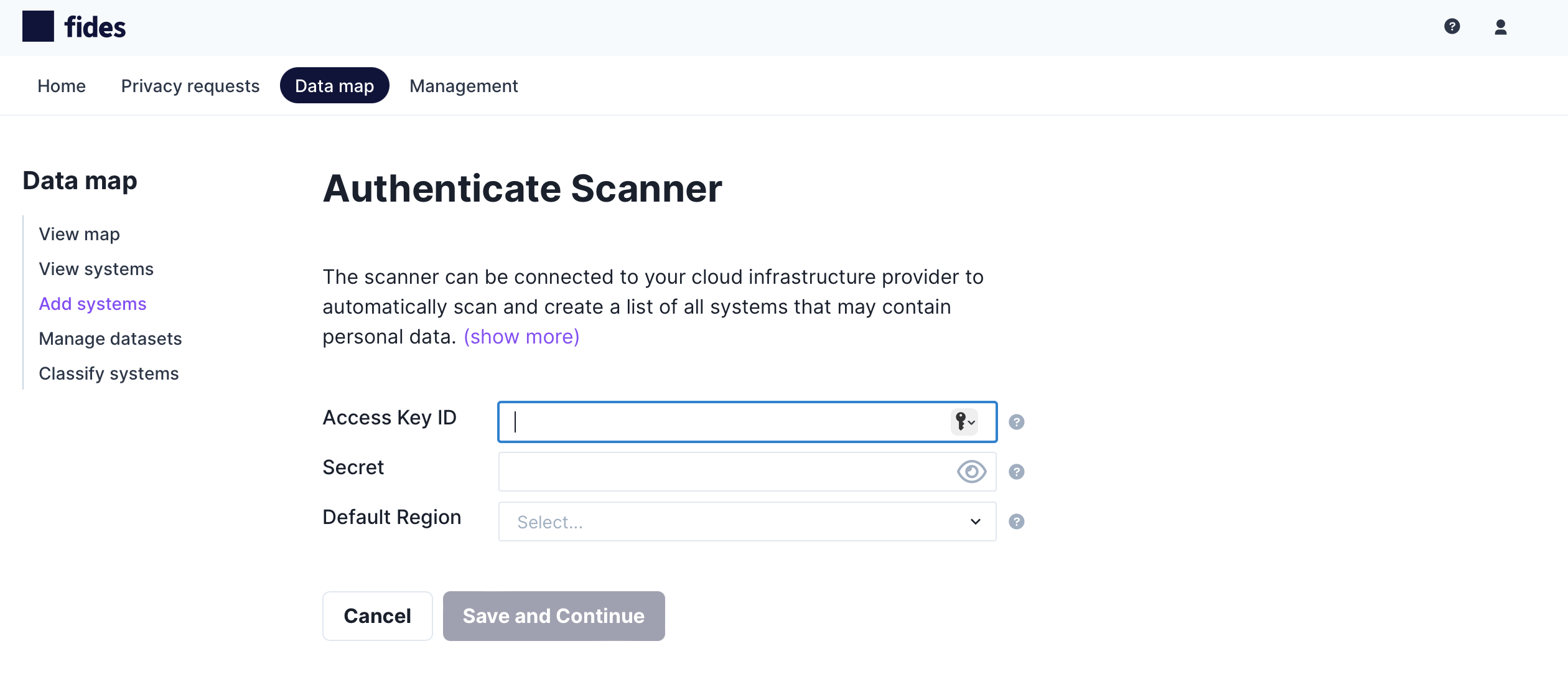 Authenticate the infrastructure scanner