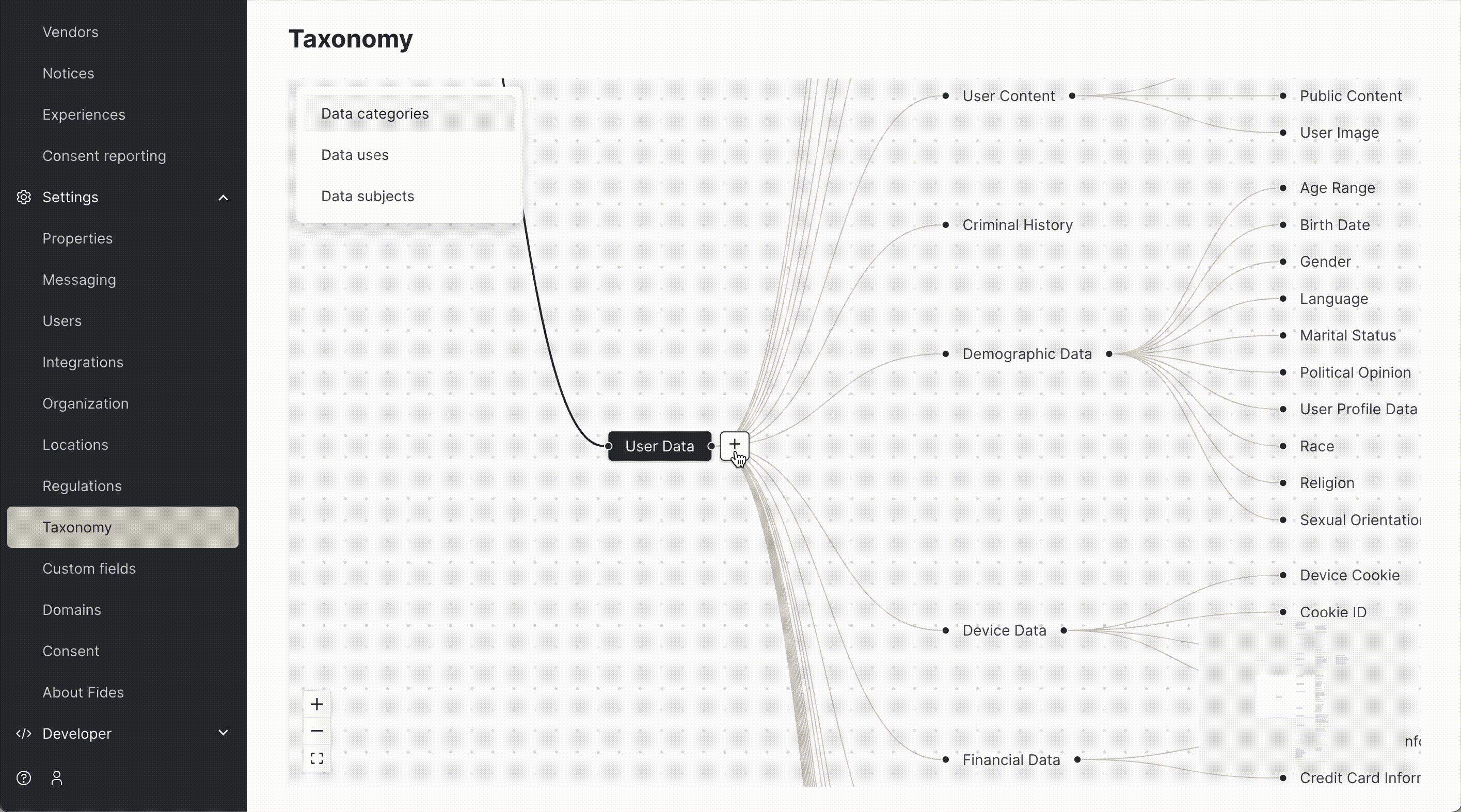 Adding a new data catetory to be used by a dataset