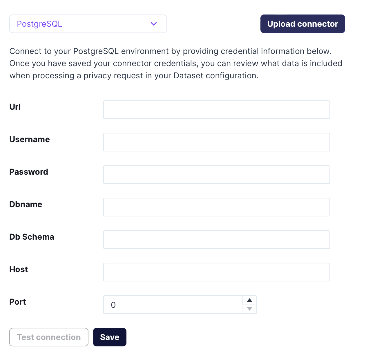 Provide credentials for the database integration