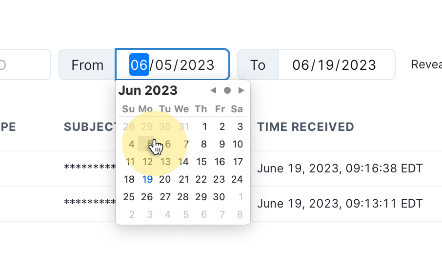 Filter Privacy Requests by Date Range