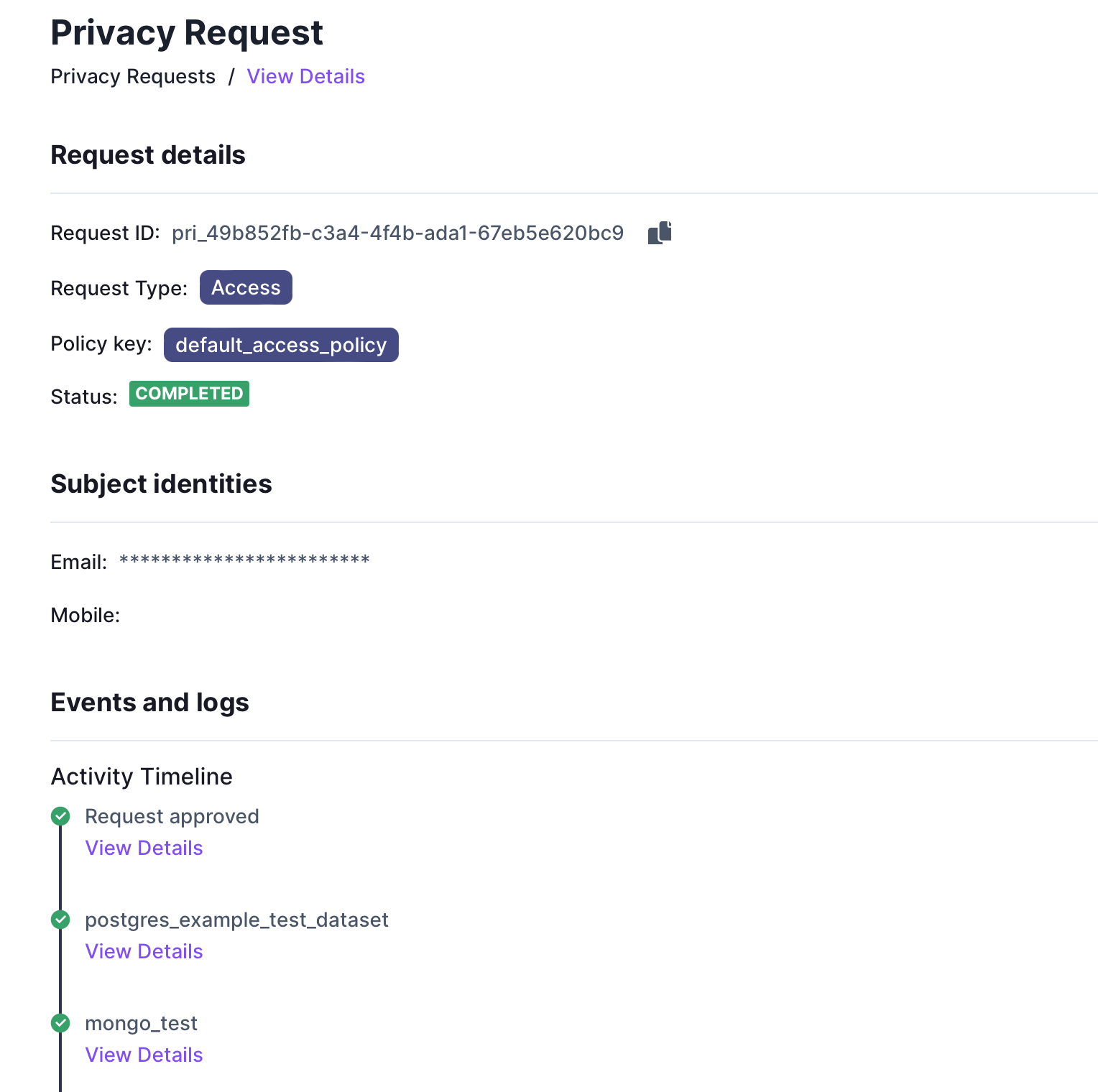 Privacy Request Logs